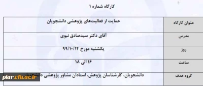 برگزاری کارگاه از طریق سامانه یادگیری دانشگاه فرهنگیان (حمایت از فعالیت های پژوهشی دانشجویان)
